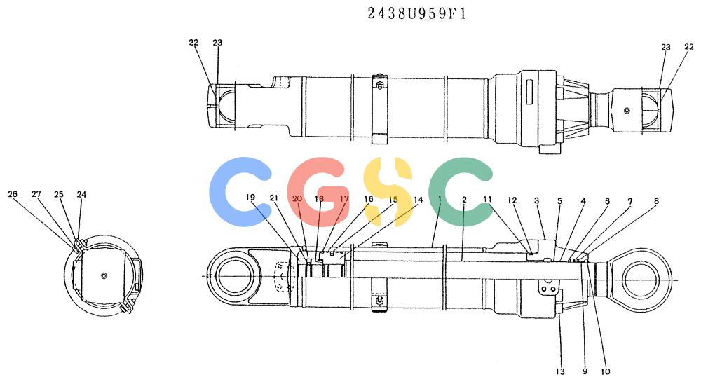 神钢零件查询(K909LC) - MARK II EXCAVATOR BTW LL1207 - LL1487 (1/87-12/03) (11-022) - CYLINDER ASSY (R.H. BOOM) Kobelco