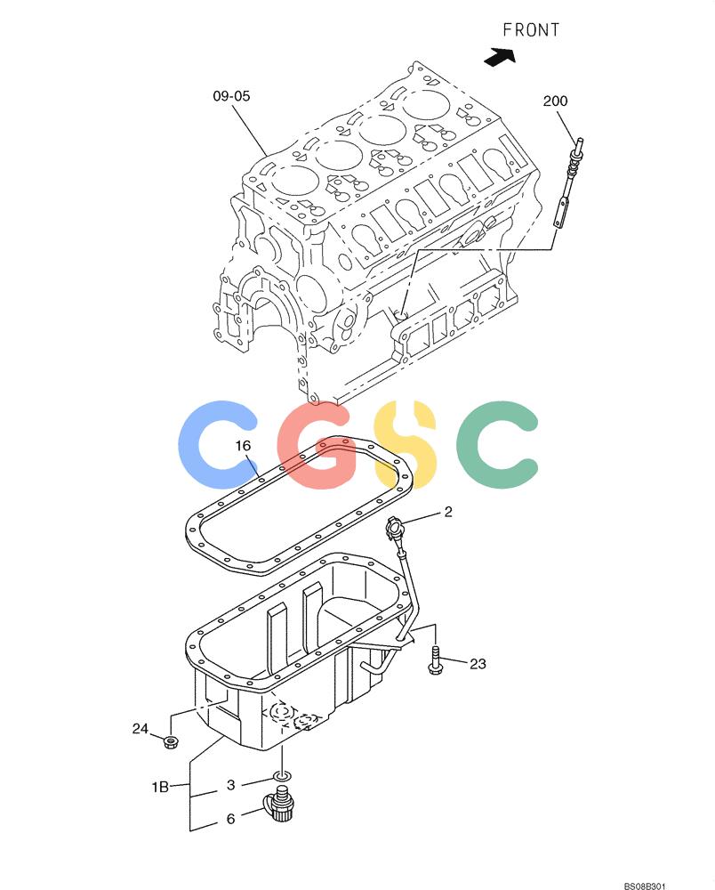 纽荷兰零件查询(E70BSR) - COMPACT CRAWLER EXCAVATOR BTW YT05-15001 - 18000 (NA) (4/08-) (09-06-00[00]) - OIL PAN AND LEVEL GAUGE New Holland Constructuion