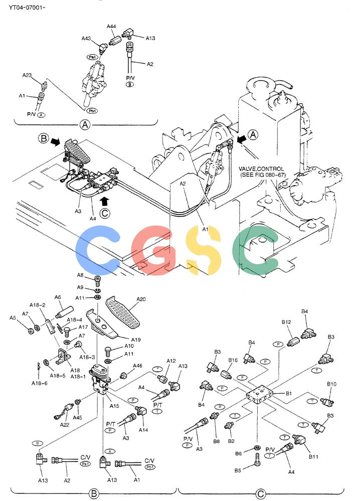 神钢零件查询(BREAKER) - NIBBLER/BREAKER ATTACHMENT - SK70SR-1E/SK70SR-1ES ASN YT04-07001 (9/04-) (01-022) - CONTROL LINES, REMOTE (EXTRA) Kobelco