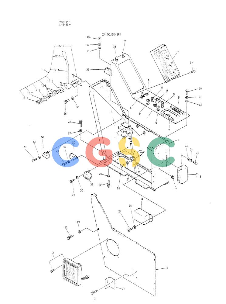 神钢零件查询(K907CLC) - EXCAVATOR BTW YG0101 - YG0500 (1/85-12/03) (08-015) - PANEL ASSY INST (P/N-24100J5043F1) Kobelco