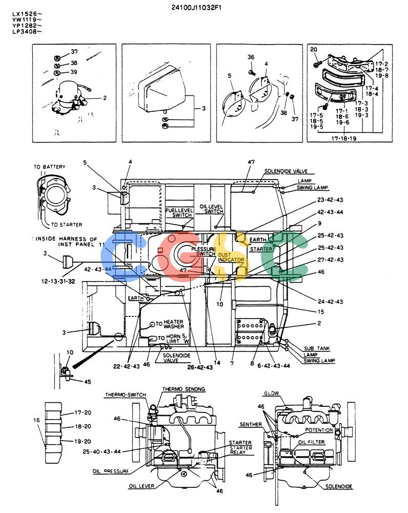 神钢零件查询(K904L) - MARK II EXCAVATOR ASN LX1526 (1/88-12/03) (05-022) - WIRING ASSY, ELEC, P/N 24100J11032F1 Kobelco