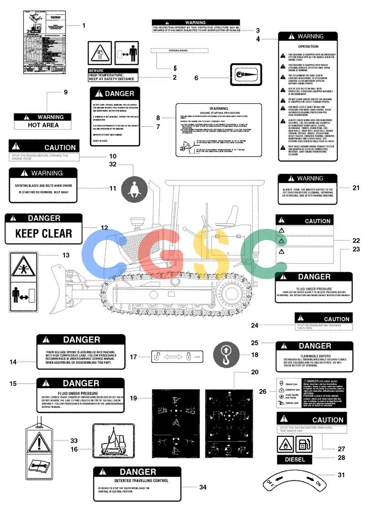 纽荷兰零件查询(DC100) - CRAWLER DOZER (N.A. VERSION) (4/00-) (6.782[02]) - PLATES AND DECALS DC70 - DC80 - DC100 New Holland Constructuion