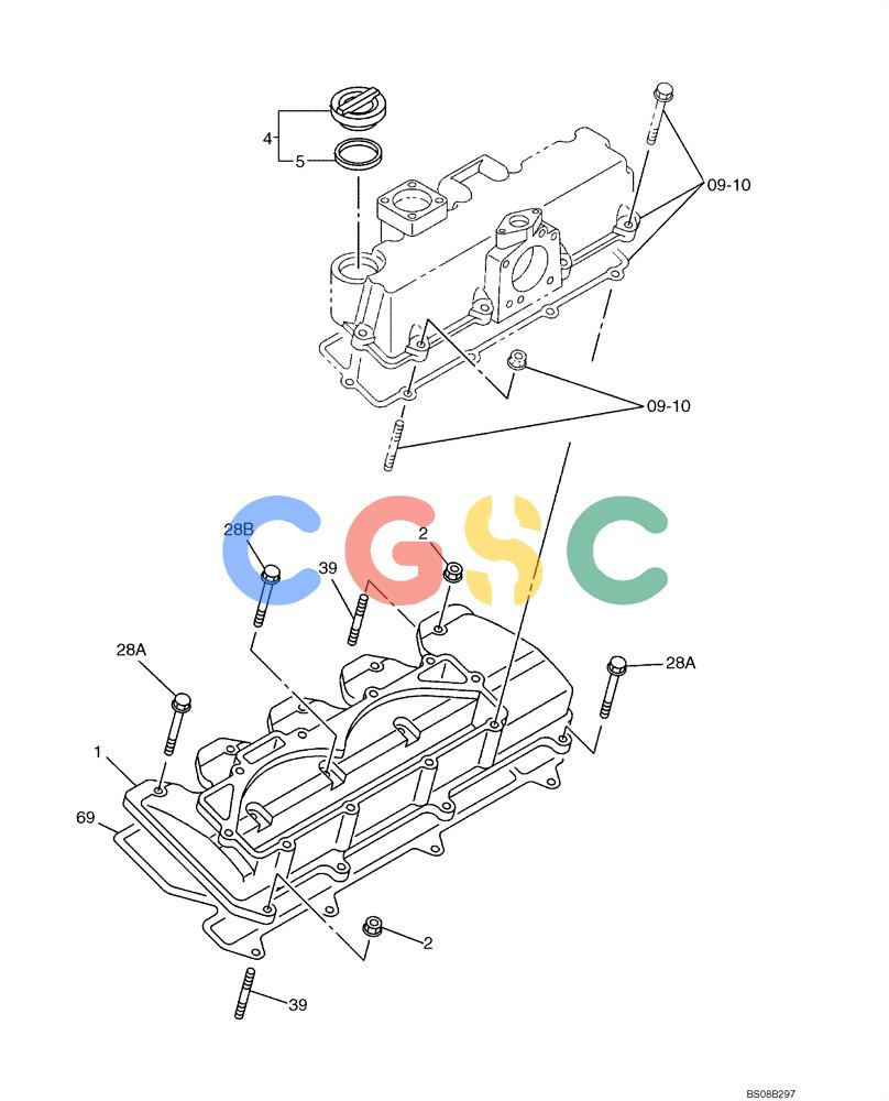 纽荷兰零件查询(E70BSR) - COMPACT CRAWLER EXCAVATOR BTW YT05-15001 - 18000 (NA) (4/08-) (09-03-00[00]) - CYLINDER HEAD COVER New Holland Constructuion