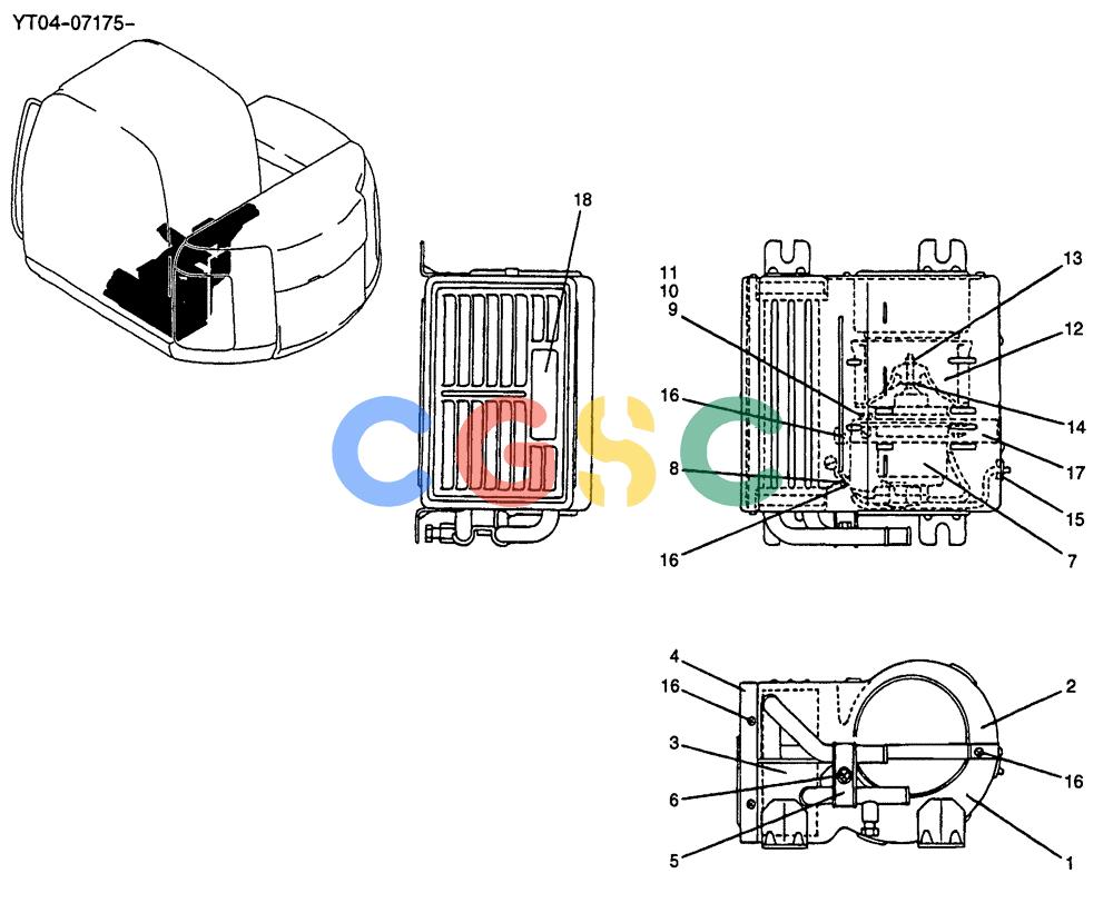 纽荷兰零件查询(E70SR) - MIDI CRAWLER EXCAVATOR ASN YT04-07175 (05-013) - HEATER ASSY, P/N 2479U293D4 New Holland Constructuion