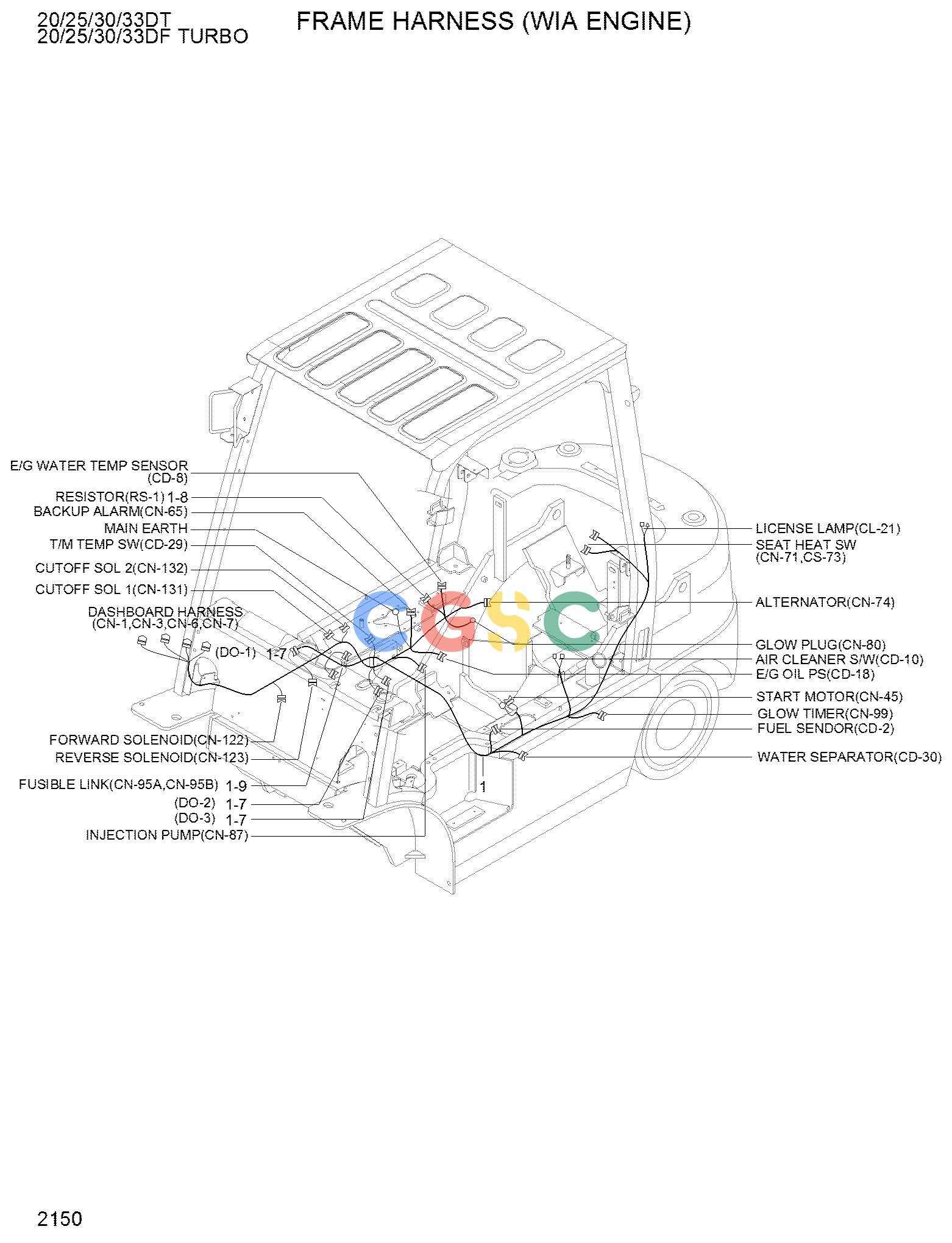 现代零件查询20/25/30/33DT-7 FRAME HARNESS (WIA ENGINE)EPC Hyundai 