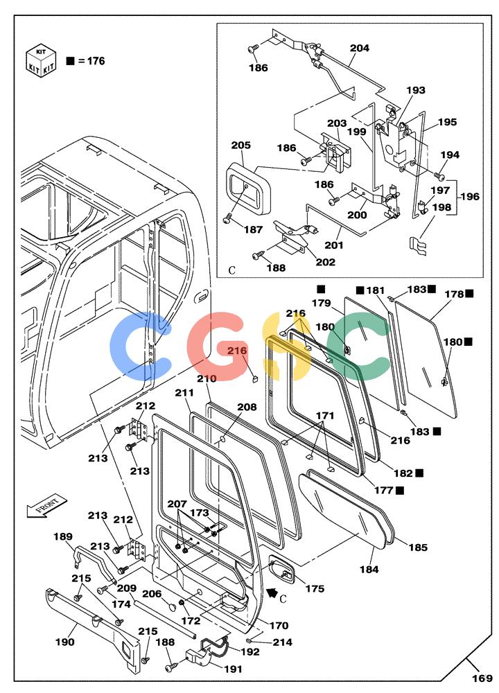 纽荷兰零件查询(E805) - CRAWLER EXCAVATOR TIER 3 (7/06-) (09-040-00[01]) - CAB - CAB DOOR New Holland Constructuion