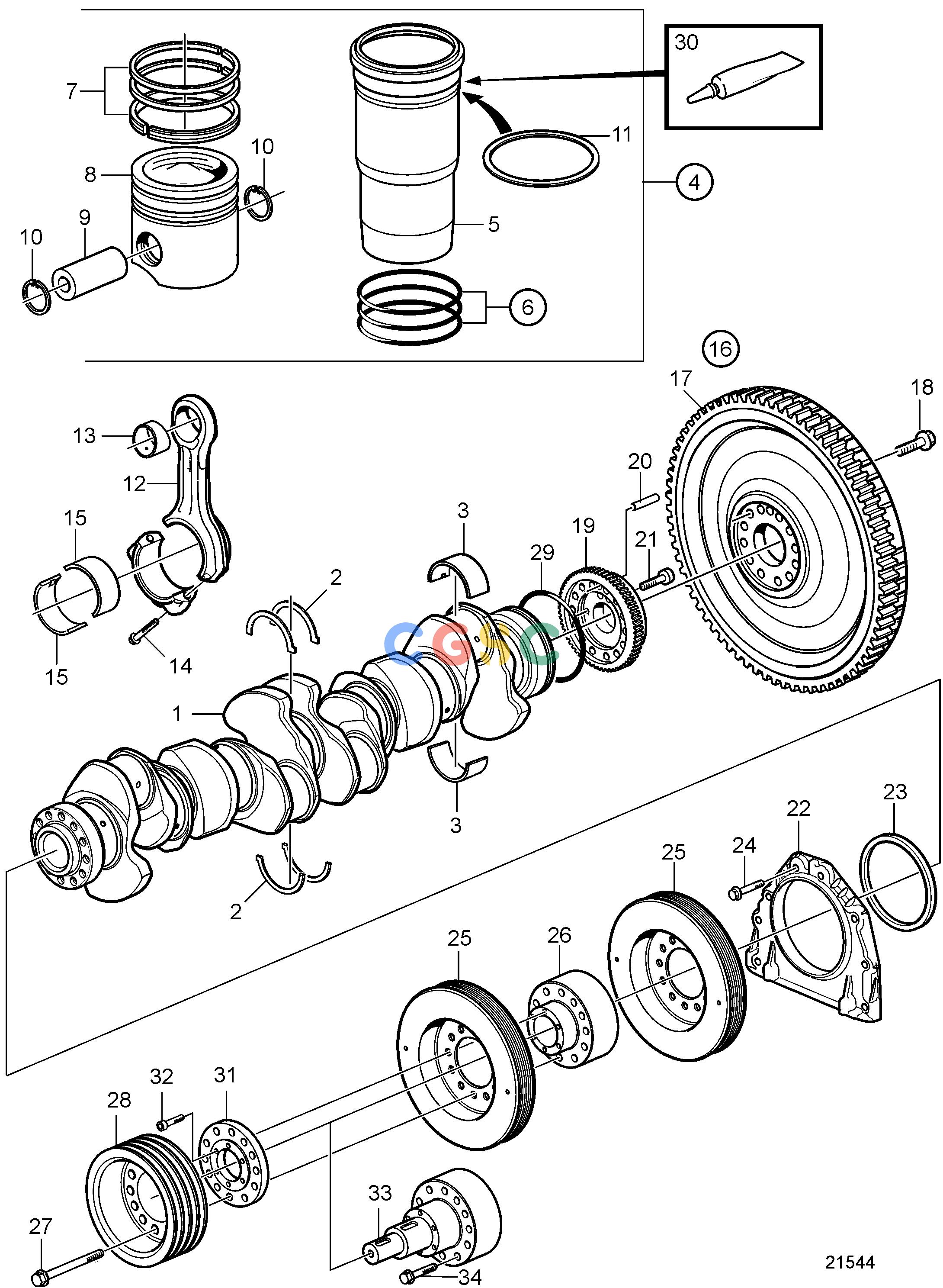 沃尔沃零件查询D9A2A; D9A2A MG; D9A2A D9A-MGEngineCrank MechanismEPC Volvo Penta Parts catalog