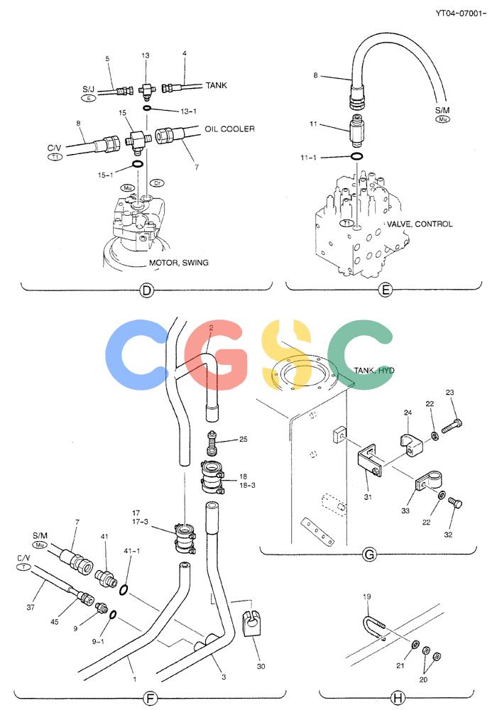 纽荷兰零件查询(BREAKER) - NIBBLER/BREAKER ATTACHMENT - E70SR ASN YT04-07001 (01-019[02]) - HYD LINES, RETURN (ROTARY + NIBBLER & BREAKER + DOZER) New Holland Constructuion