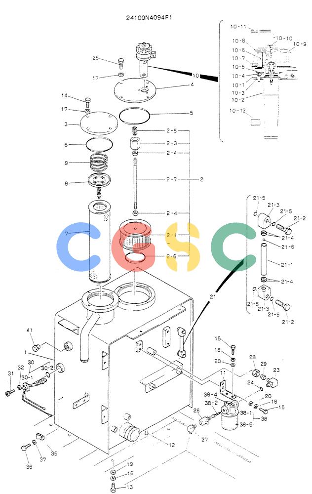 神钢零件查询(K904L) - MARK II EXCAVATOR BTW LX1501 - LX1525 (1/88-12/03) (01-006) - TANK ASSY, HYDR Kobelco