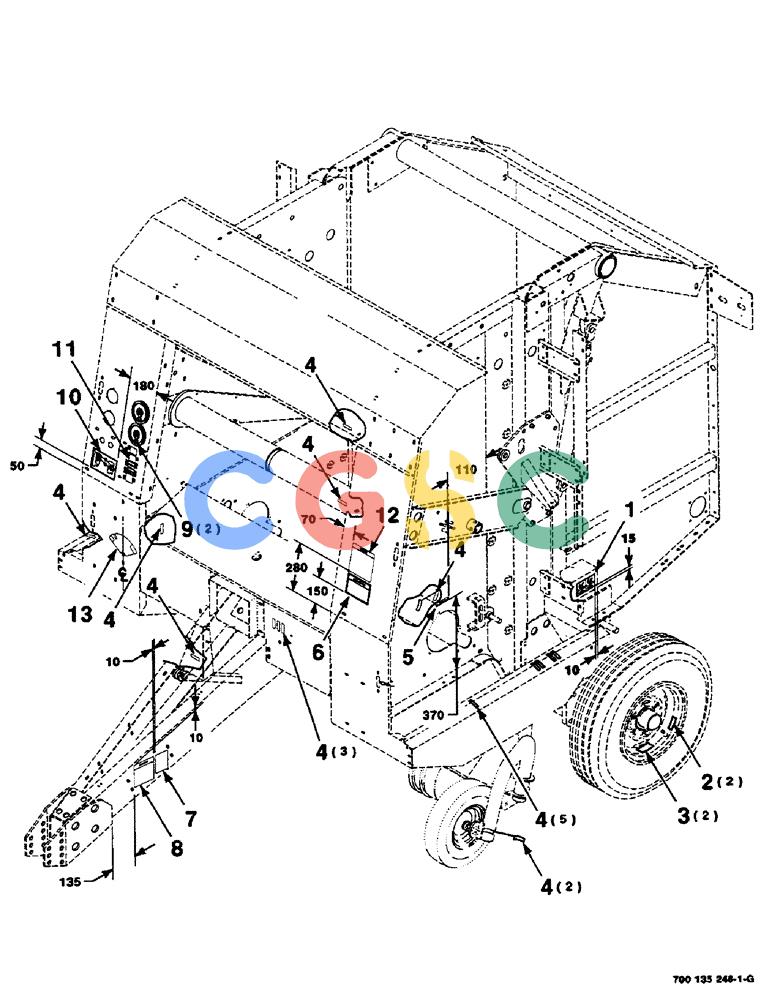 凯斯零件查询(RS451) - CASE IH ROUND BALER (1/99-12/00) (9-04) - DECAL AND LOCATION DIAGRAM, OPERATIONAL Case Agriculture