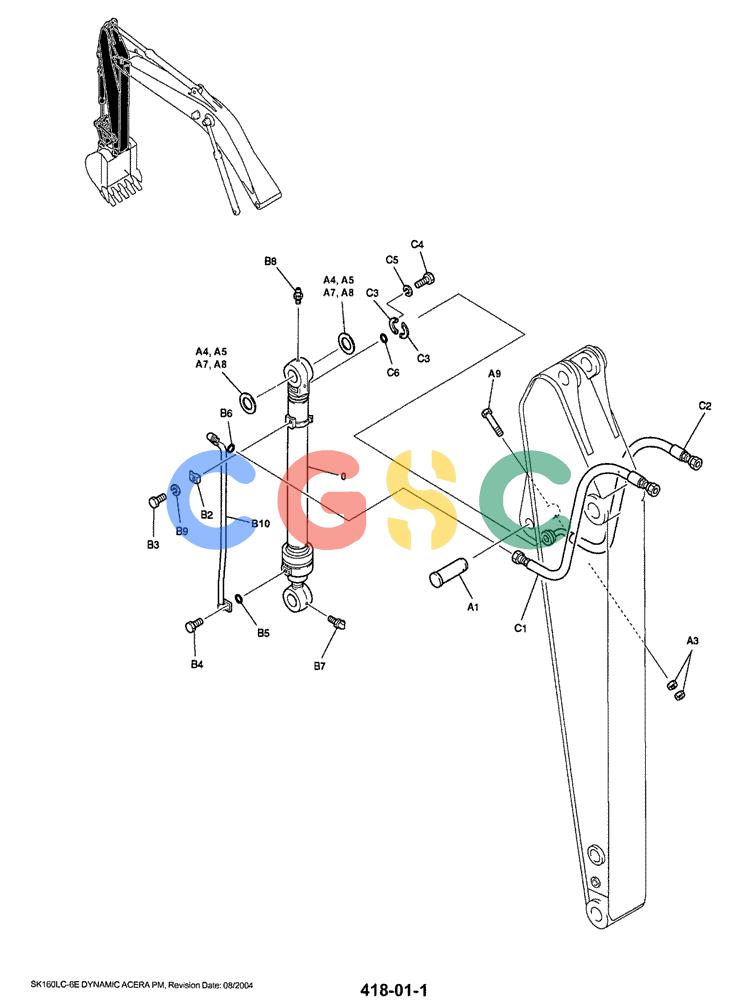 神钢零件查询(SK160LC-6E) - DYNAMIC ACERA EXCAVATOR 08/2004 ASN YM03U0523 (8/04-12/07) (03-011) - ARM HYDRAULIC LINES 3.1M (10ft 2in) Kobelco