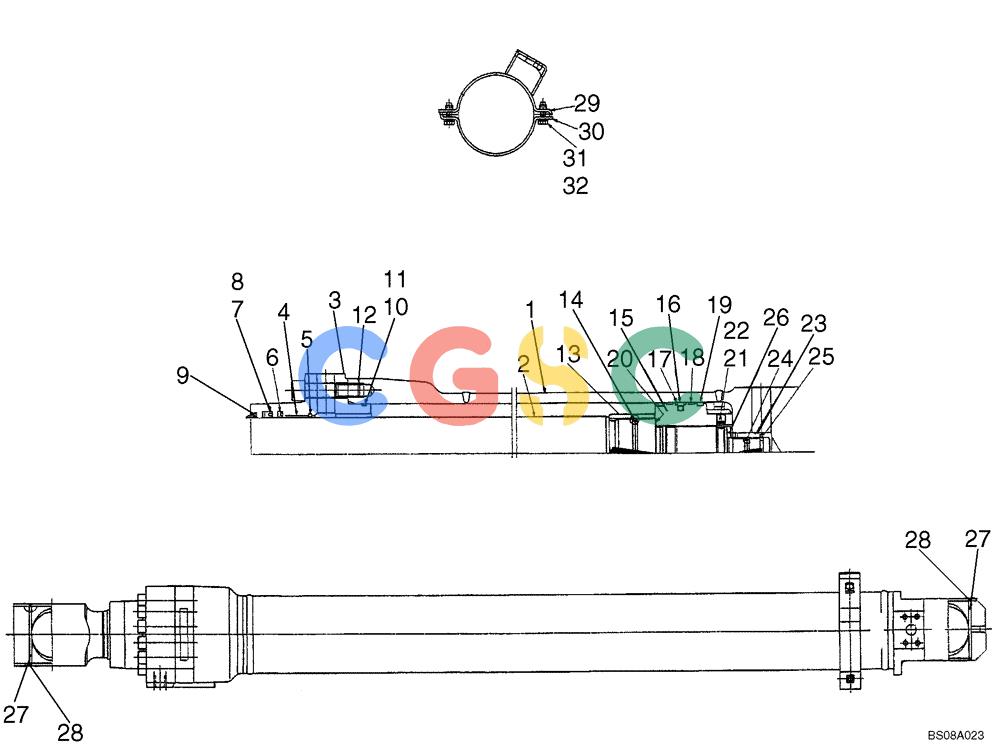 神钢零件查询(SK160LC) - DYNAMIC ACERA EXCAVATOR 11/2000 ASN YM02U0101 (11/00-12/02) (08-006) - ARM CYLINDER ASSEMBLY P/N YM01V00008F1 Kobelco