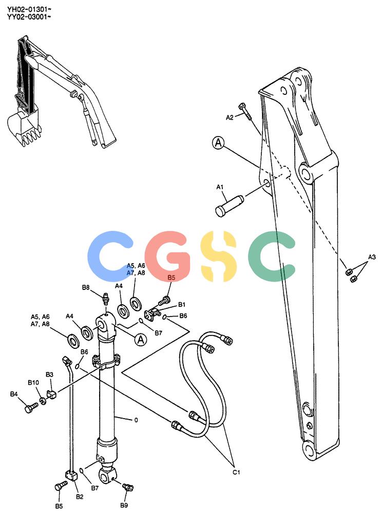 神钢零件查询(ED150) - BLADE RUNNER EXCAVATOR/DOZER BTW YL04-00501 - YL04-00554 (4/03-10/03) (03-005) - HYD LINES, ARM 2.45M (8FT) Kobelco