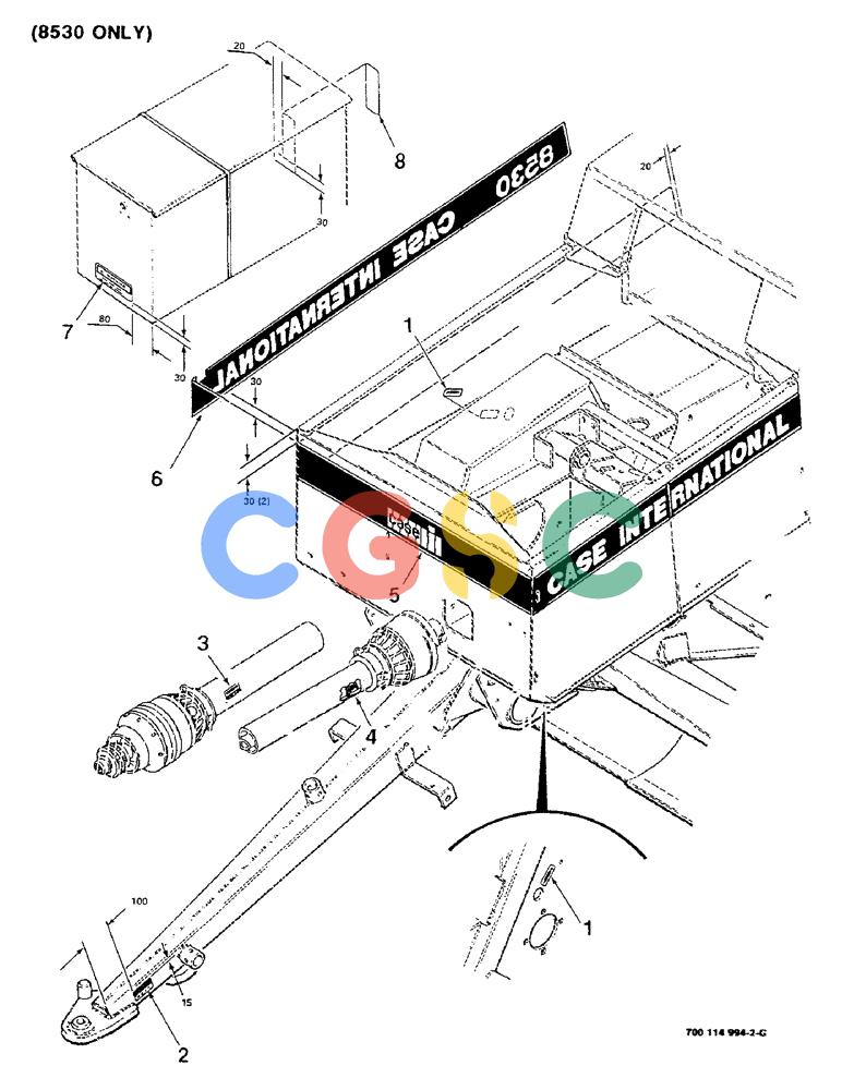 凯斯零件查询(8530) - CASE IH RECTANGULAR BALER (1/88-12/99) (9-04) - DECALS AND LOCATION DIAGRAM - FRONT AND RIGHT, (8530 ONLY) Case Agriculture