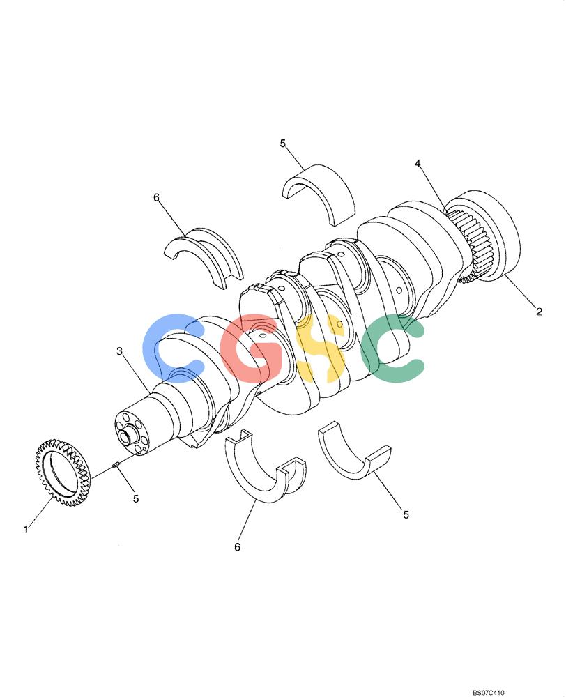 神钢零件查询(SK170-8) - ACERA MARK III EXCAVATOR - TIER 3 (NA) ASN YM04-U1601 - (5/07-12/12) (09-17[00]) - CRANKSHAFT (101580210001) Kobelco