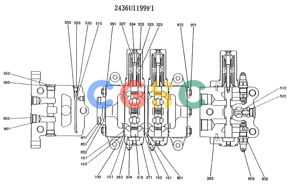 神钢零件查询(K907LC) - MARK II EXCAVATOR ASN YQ0565 (GLOBAL) (1/87-12/03) (11-022) - VALVE, CONTROL ASSY (2436U1199F1) Kobelco