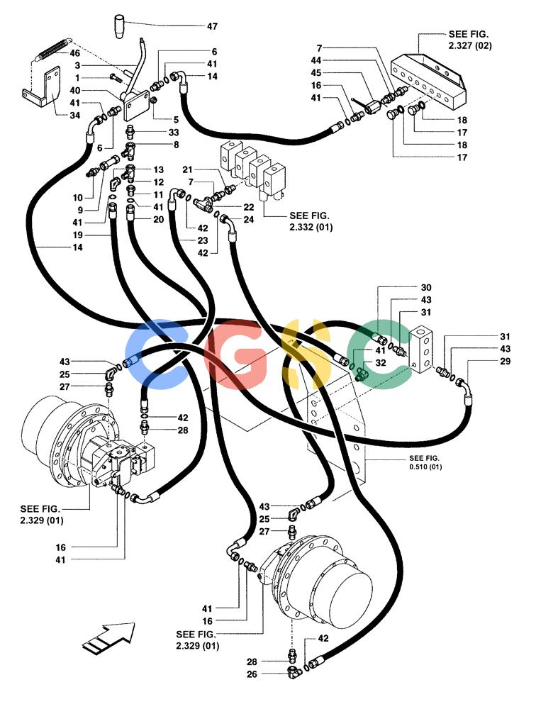 纽荷兰零件查询(DC100) - CRAWLER DOZER (N.A. VERSION) (4/00-) (2.327[03C]) - HYDROSTATIC TRANSMISSION PIPINGS DC100 New Holland Constructuion
