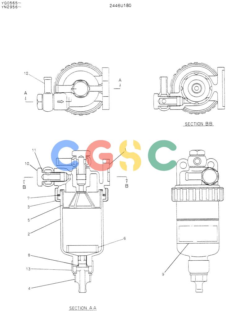 神钢零件查询(K907LC) - MARK II EXCAVATOR ASN YQ0565 (NA) (1/87-12/03) (05-007) - FILTER ASSY Kobelco