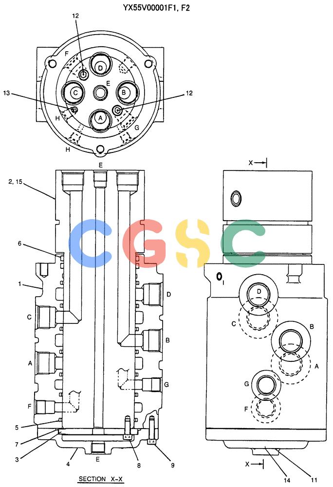 纽荷兰零件查询(E135SR) - CRAWLER EXCAVATOR ASN YY04-06254 (07-051) - JOINT ASSY, SWIVEL (DOZER) New Holland Constructuion