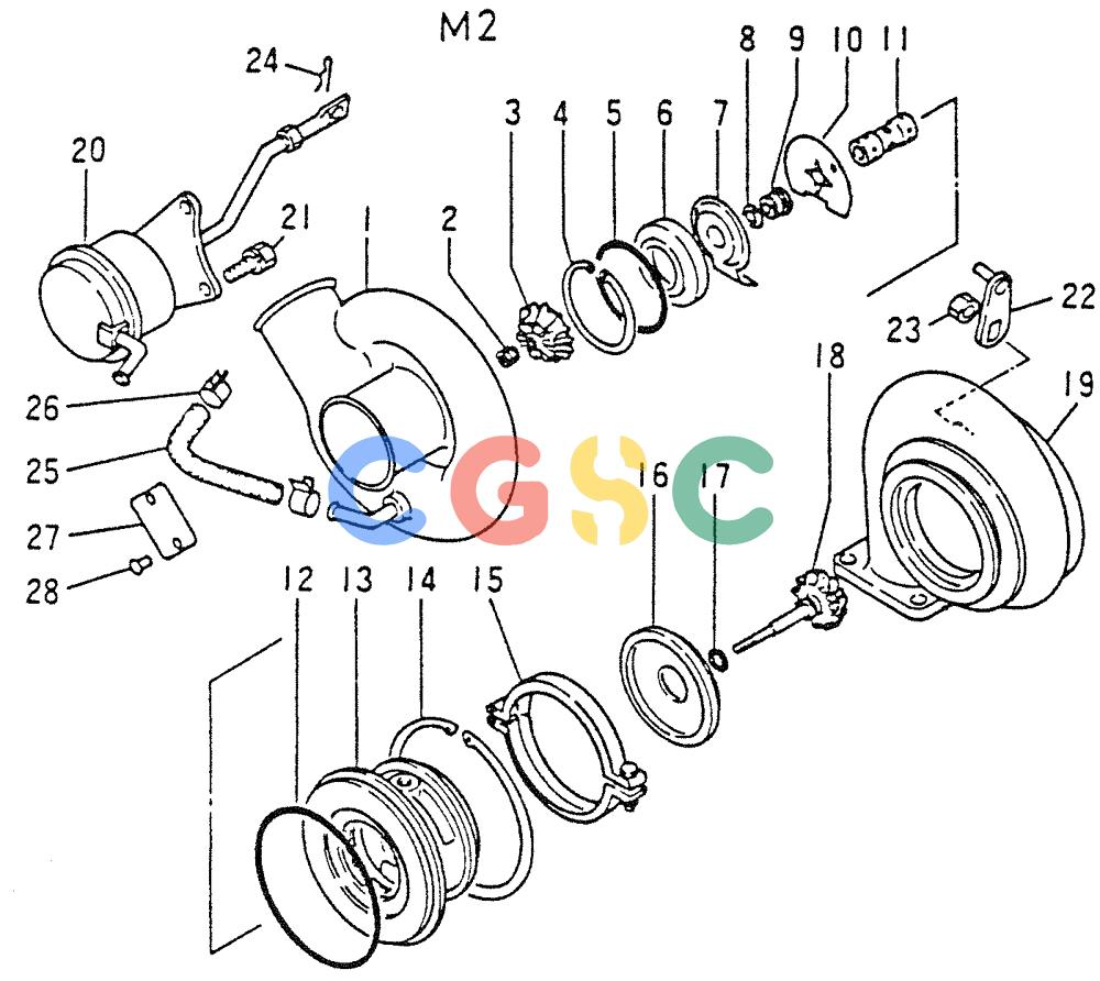 神钢零件查询(6D15) - MITSUBISHI DIESEL ENGINES - K907D & K907LC EXCAVATORS (1/86-12/06) (01-020[02]) - TURBO-CHARGER (INNER PARTS) Kobelco