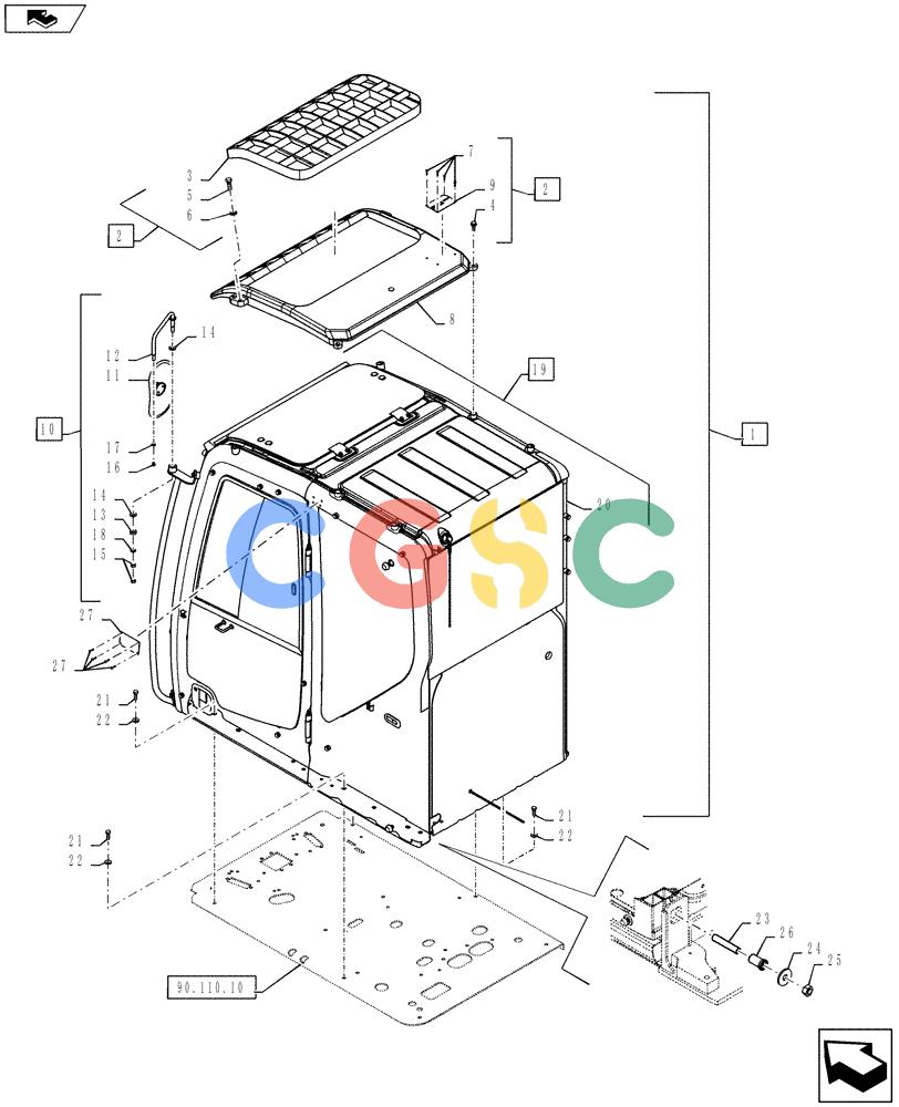 神钢零件查询(ED160 BLADE) - HYDRAULIC EXCAVATOR - ASN LH02-01501 (9/12-12/13) (90.114.BF) - CAB GUARD Kobelco