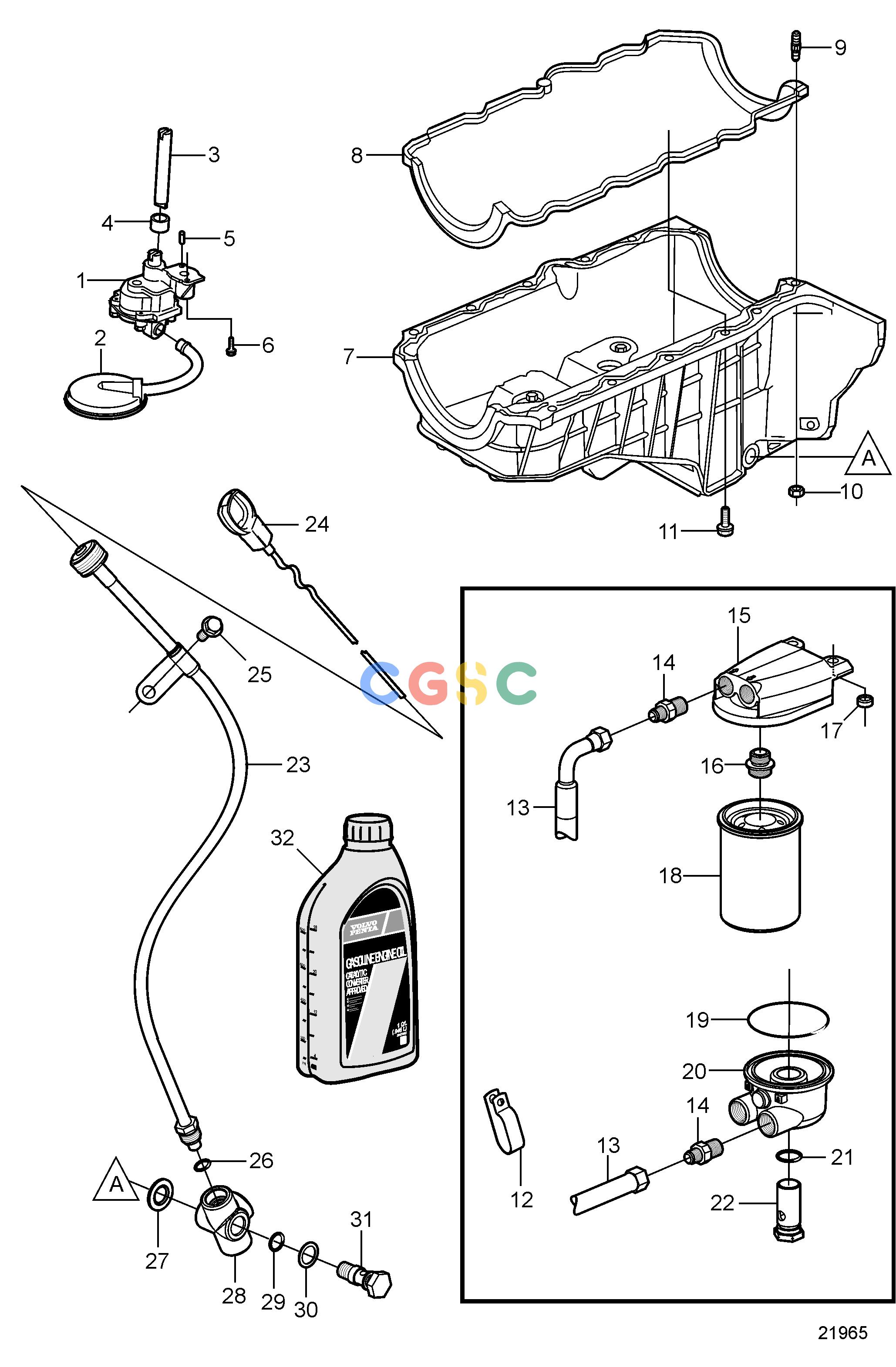 沃尔沃零件查询4.3GXi-E; 4.3GXi-EF; 4.3OSi-E; 4.3OSi-EFEngineOil Pan and Oil PumpEPC Volvo Penta Parts catalog