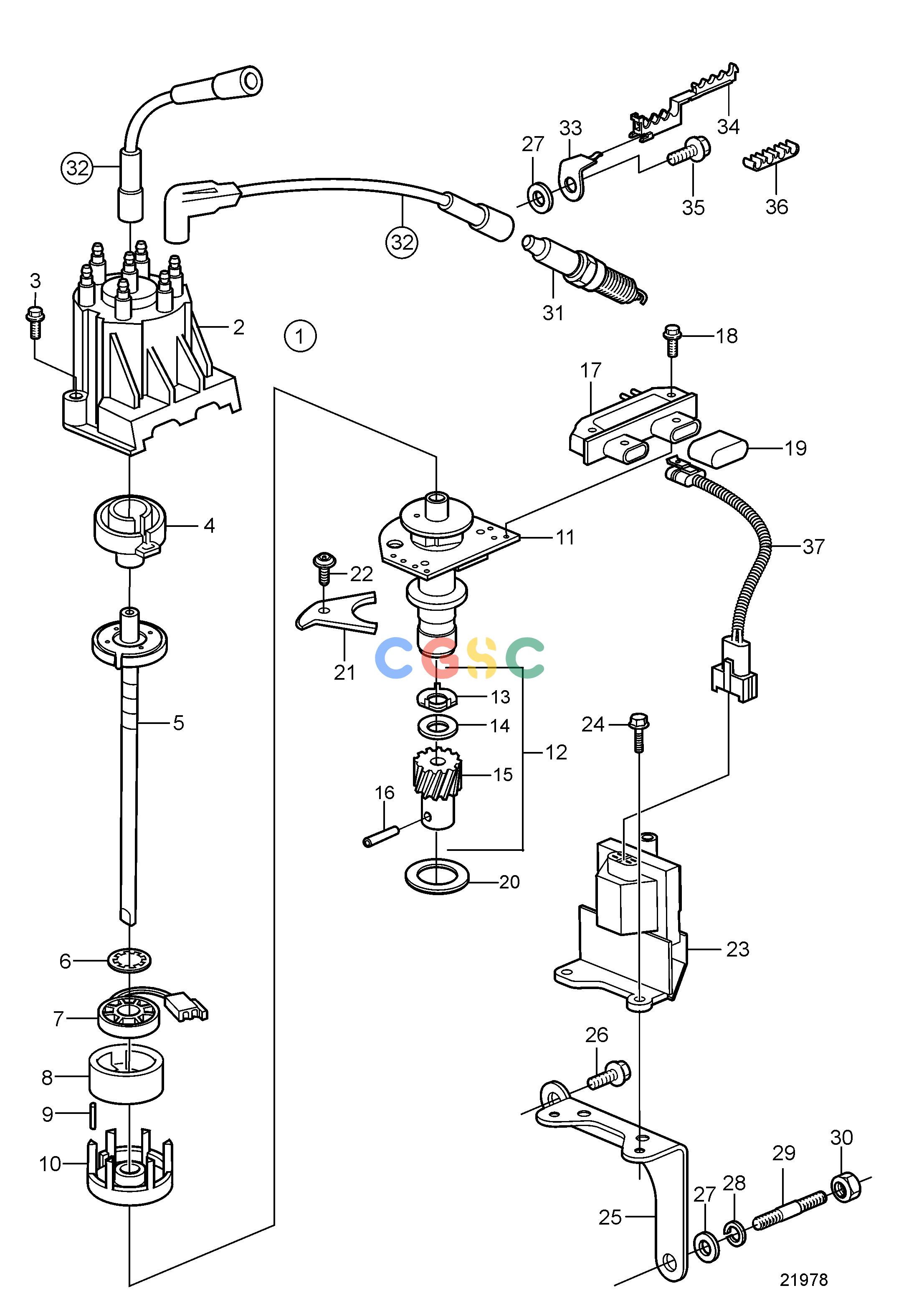 沃尔沃零件查询4.3GL-J; 4.3GL-JFIgnitionIgnitionEPC Volvo Penta Parts catalog