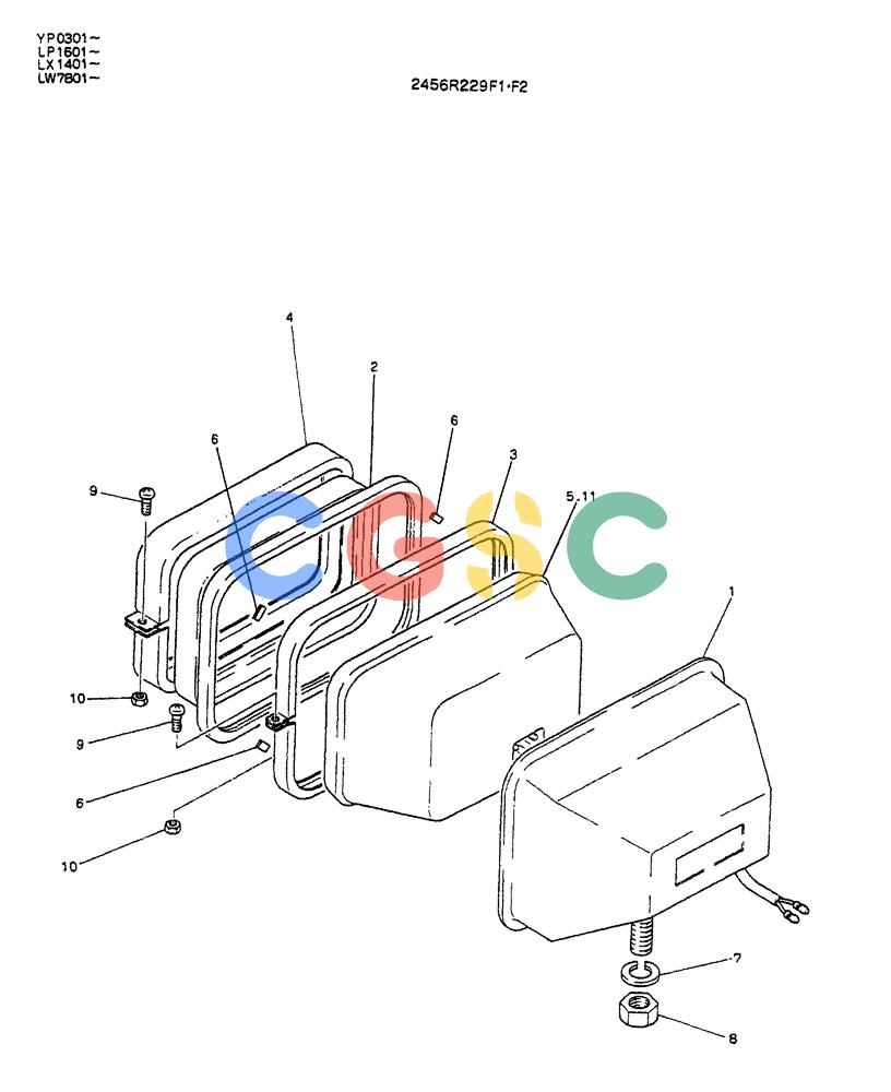 神钢零件查询(K905ALC) - EXCAVATOR ASN YP0301 (1/86-12/03) (05-021) - LIGHT ASSY, HEAD Kobelco