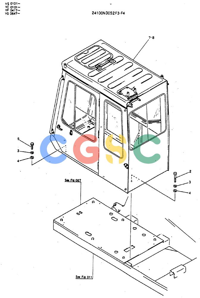 神钢零件查询(MD400LC) - EXCAVATOR BTW YS0101 - YS0200 (1/80-12/06) (02-001) - INSTAL, CAB Kobelco