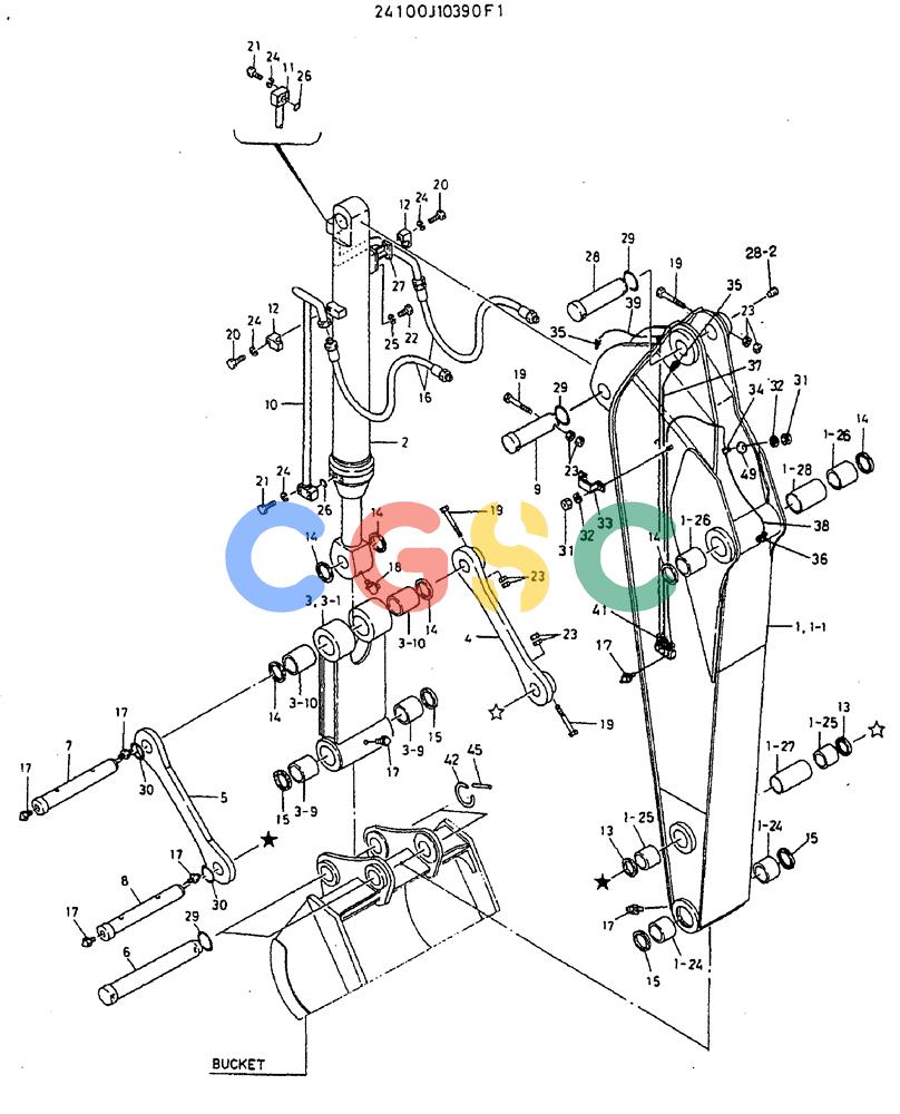 神钢零件查询(MD320BLC) - EXCAVATOR BTW YC0301 - YC0747 (1/80-12/06) (08-007) - SHORT-ARM ASSY, 2.5M (8FT-2IN) Kobelco