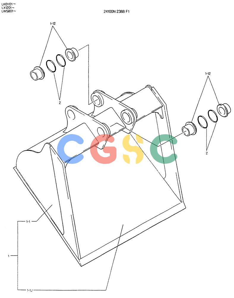 神钢零件查询(K904DL) - EXCAVATOR ASN LX1201 (1/84-12/03) (09-014) - BUCKET ASSY, SCRAPER Kobelco