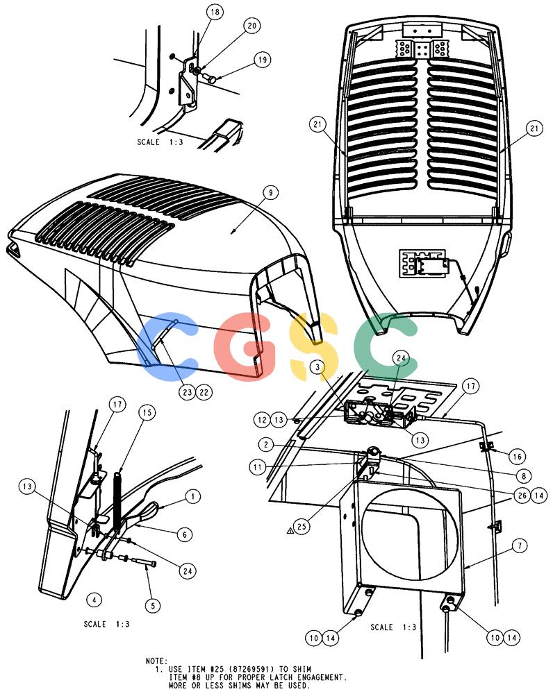 凯斯零件查询(FLX3510) - FLOATER (8/04-8/06) (04-017) - COMPLETE ENGINE HOOD Case Agriculture