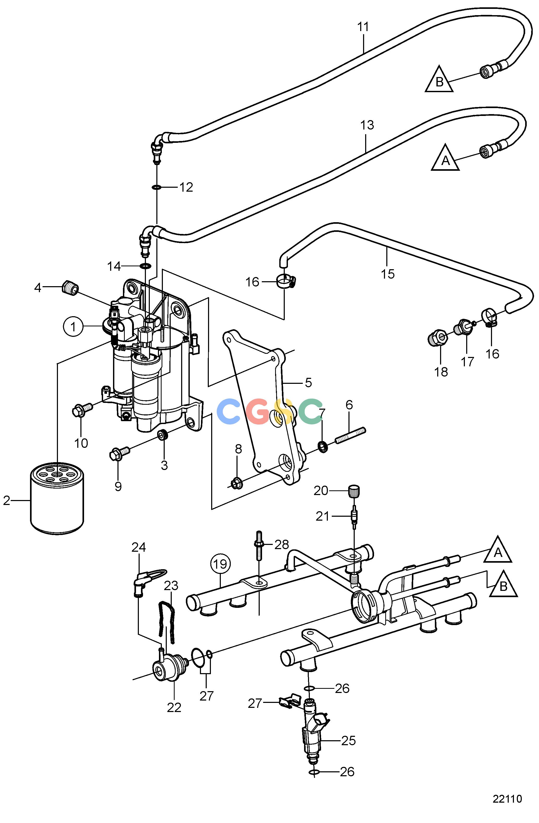 沃尔沃零件查询4.3GXi-F; 4.3GXi-FF; 4.3OSi-F; 4.3OSi-FFFuel SystemFuel SystemEPC Volvo Penta Parts catalog