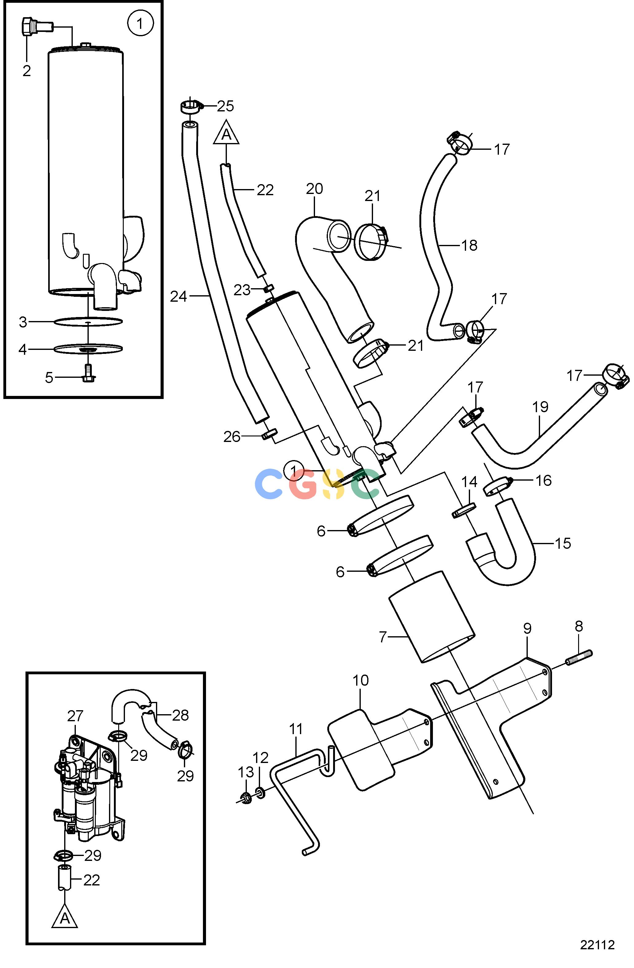 沃尔沃零件查询4.3GXi-G; 4.3GXi-GF; 4.3OSi-G; 4.3OSi-GFCooling SystemHeat ExchangerEPC Volvo Penta Parts catalog