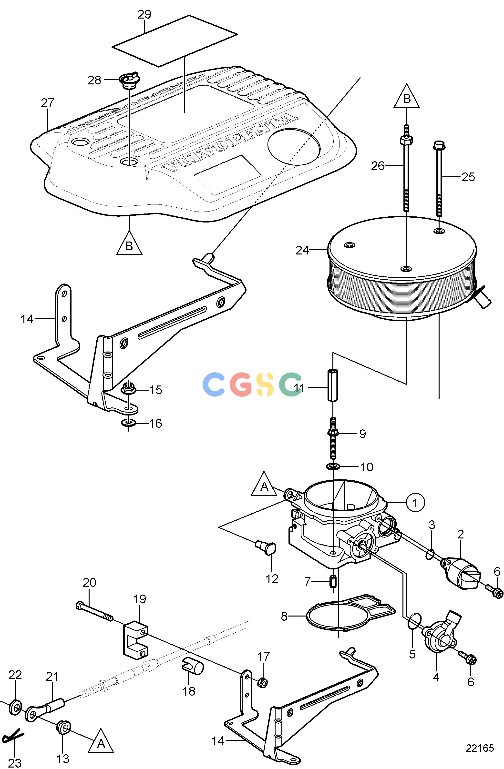 沃尔沃零件查询4.3GXi-J; 4.3GXi-JF; 4.3OSi-J; 4.3OSi-JFIntake and Exhaust SystemThrottle BodyEPC Volvo Penta Parts catalog