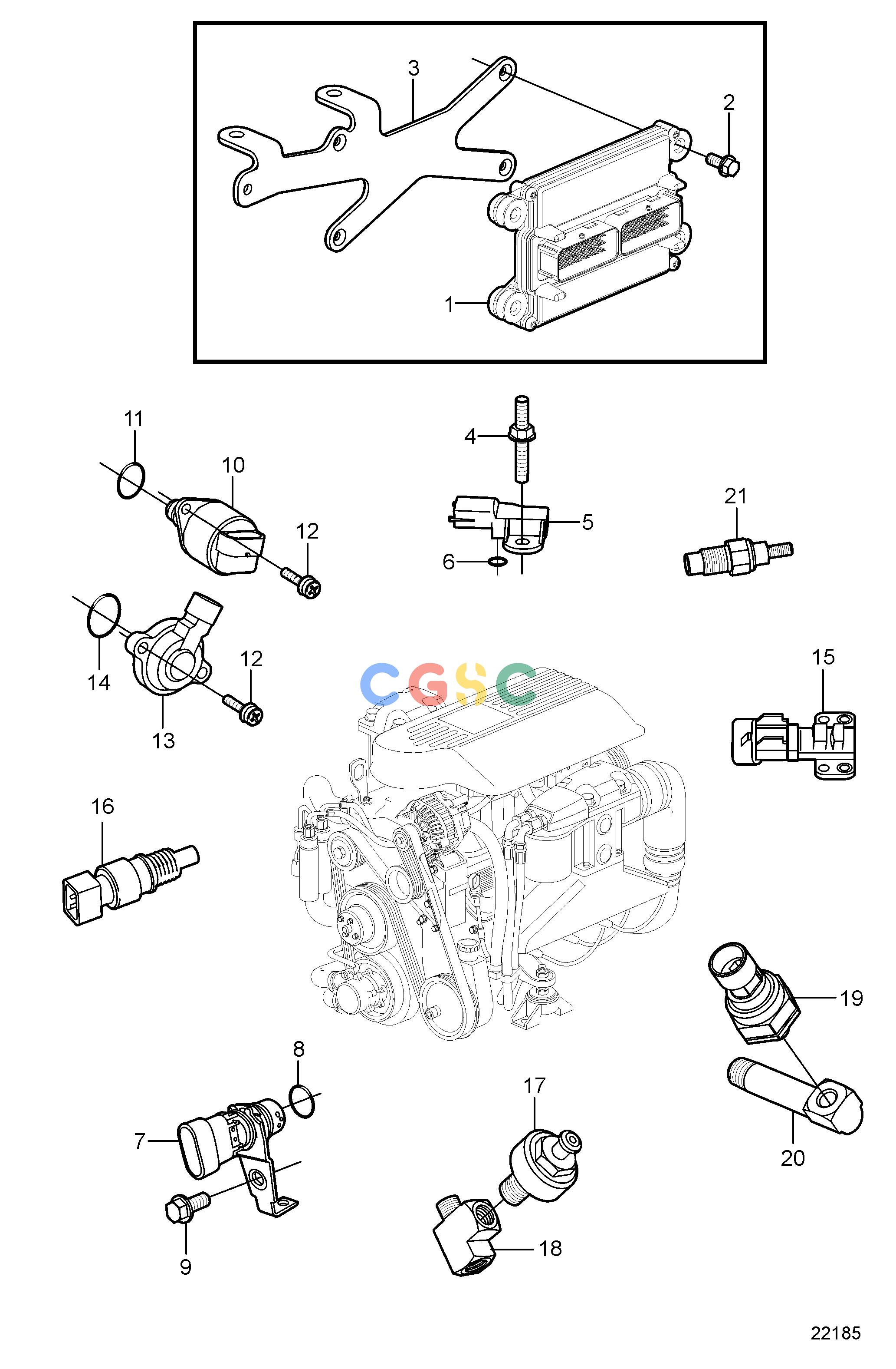 沃尔沃零件查询4.3GXi-F; 4.3GXi-FF; 4.3OSi-F; 4.3OSi-FFIgnitionElectronic Engine ControlEPC Volvo Penta Parts catalog