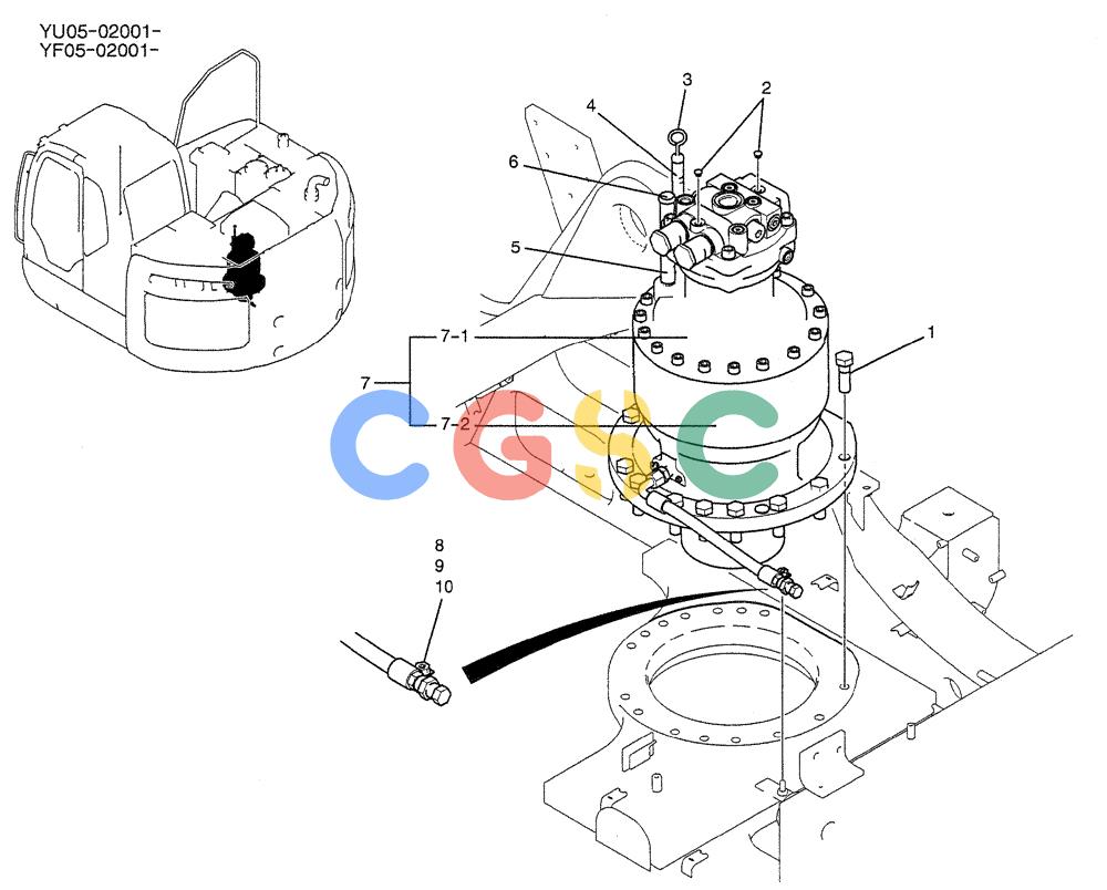纽荷兰零件查询(E235BSRNLC) - CRAWLER EXCAVATOR ASN YU05-02001 (01-017) - MOTOR INSTAL, SWING New Holland Constructuion