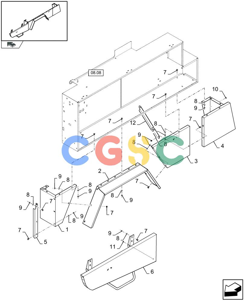 凯斯零件查询(LB433S) - BIG RECTANGULAR BALER (9/08-12/12) (08.09[01]) - LOWER SHIELDS, SINGLE AXLE, LH Case Agriculture
