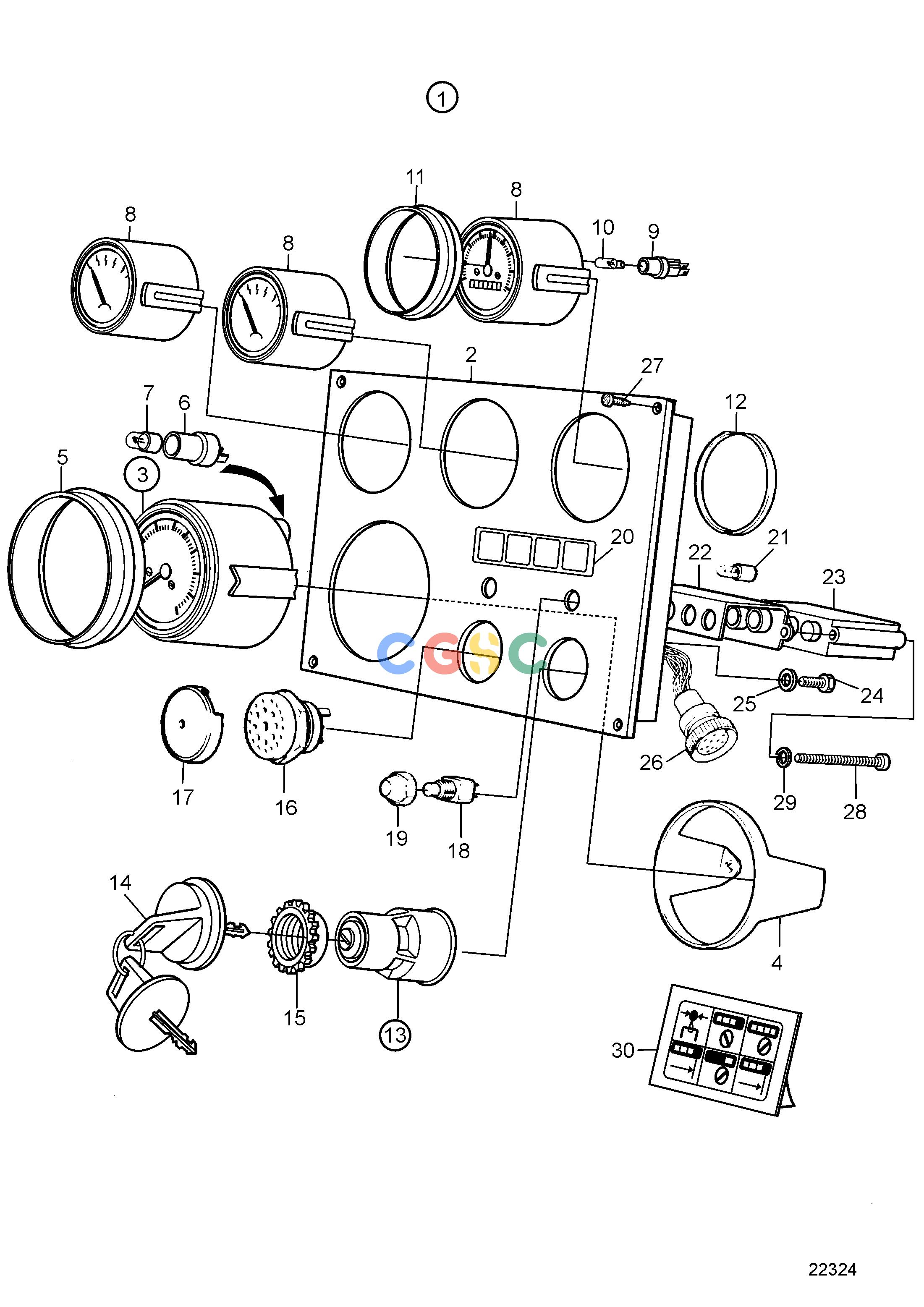 沃尔沃零件查询TAMD72P-A; TAMD72WJ-AElectrical SystemInstrument Panel 12V, Earlier ProductionEPC Volvo Penta Parts catalog