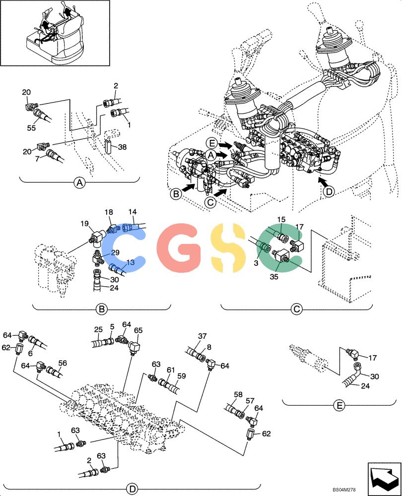 纽荷兰零件查询(E15) - COMPACT CRAWLER EXCAVATOR (N.A.) (1/06-) (08-07[00]) - HYDRAULICS - PILOT CONTROL LINES, REMOTE CONTROL (B) New Holland Constructuion