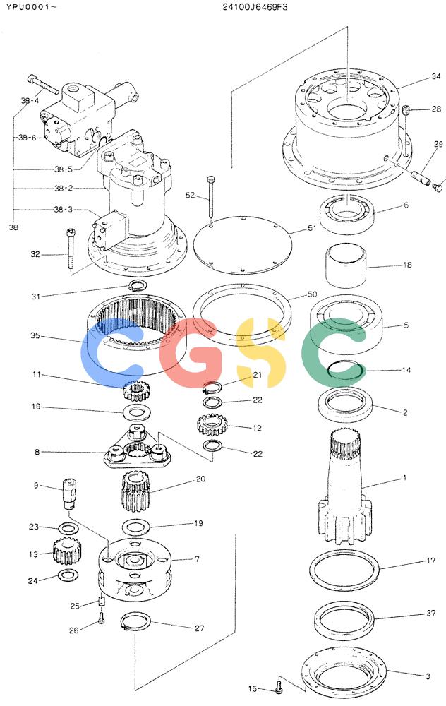 神钢零件查询(K905LC) - MARK II EXCAVATOR ASN YPU00001 (1/87-12/03) (01-003) - MOTOR ASSY, SWING Kobelco