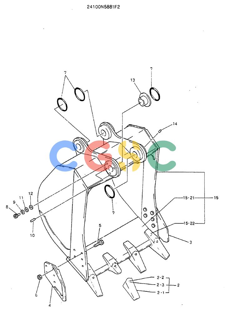 神钢零件查询(MD320BLC) - EXCAVATOR BTW YC0301 - YC0747 (1/80-12/06) (09-002) - BUCKET ASSY, 1.4M³ (1.83CU.YD) Kobelco