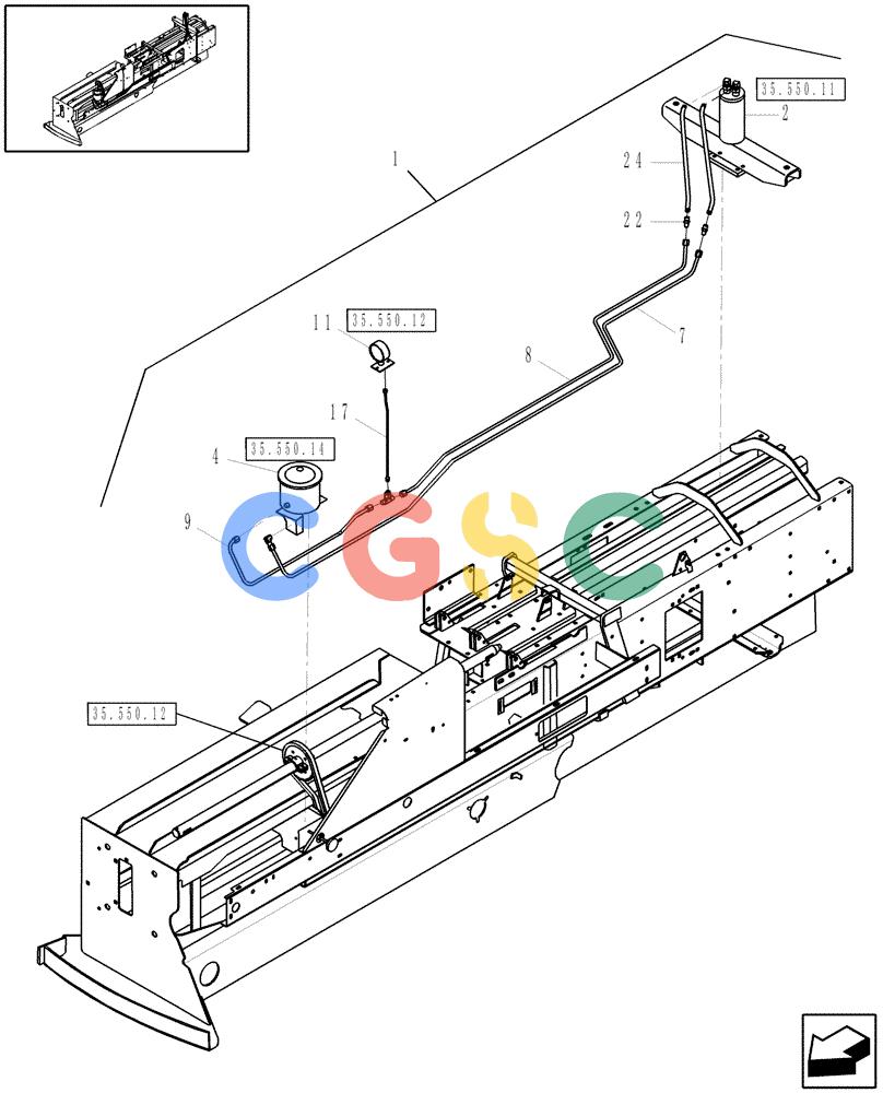 凯斯零件查询(SB541C) - SMALL SQUARE BALER (9/09-12/10) (35.550.15) - HYDRAULIC BALE TENSION KIT Case Agriculture