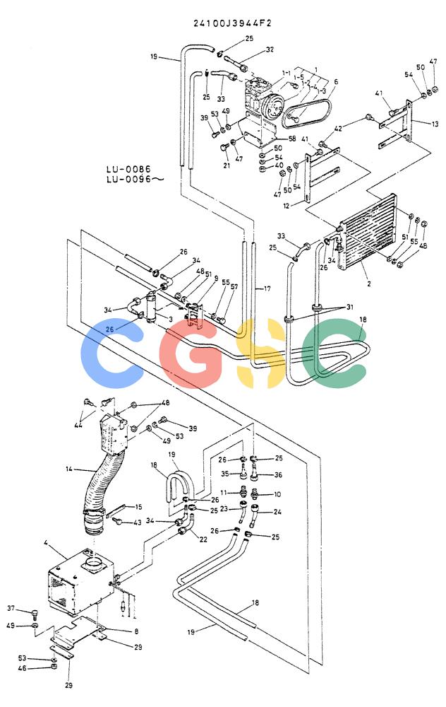 神钢零件查询(K935) - EXCAVATOR SUPPLEMENT ASN LU00154 (1/76-12/03) (07-020) - COOLER ASSY, CAR P/N 24100J3944F2 Kobelco