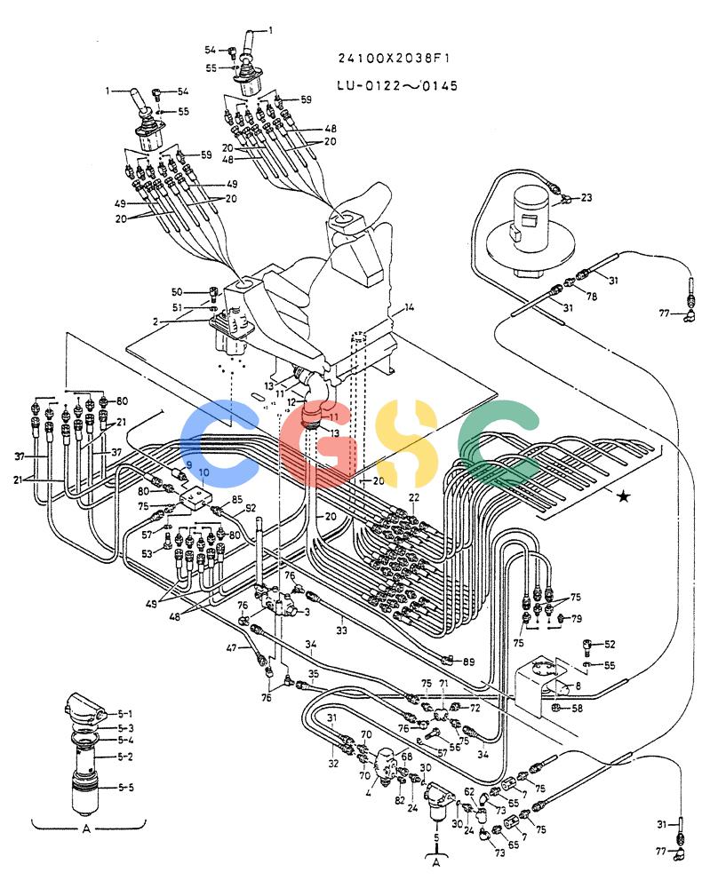 神钢零件查询(K935) - EXCAVATOR SUPPLEMENT ASN LU00154 (1/76-12/03) (03-010[01]) - REMOTE-CONTROL ASSY (FOR NORWAY) P/N 24100X2038F1 Kobelco
