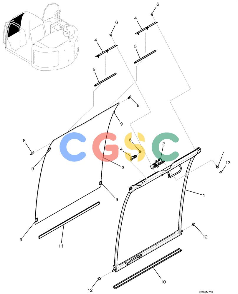 纽荷兰零件查询(E135B) - CRAWLER EXCAVATOR TIER 3 - ASN YH05-07001 (N8TA13006) (1/08-) (02-41[00]) - WINDOW ASSEMBLY, FRONT (YN50C00005F1) New Holland Constructuion