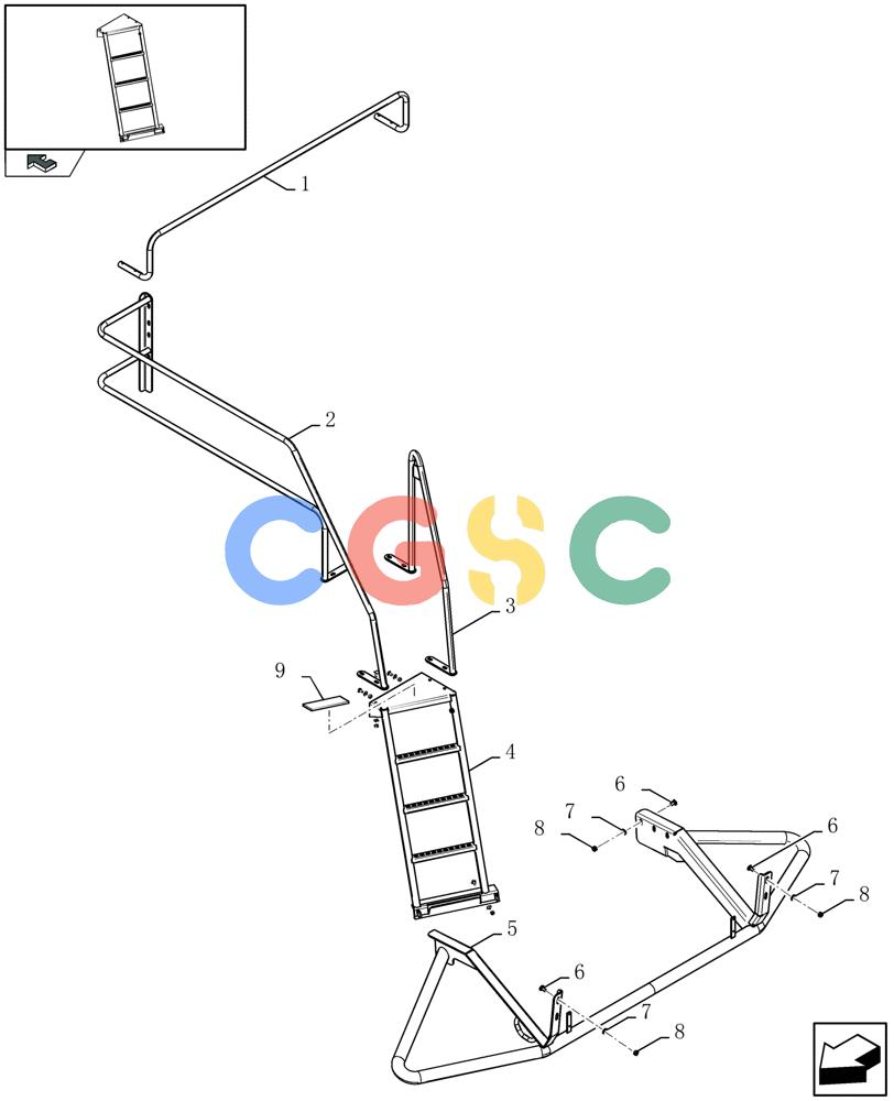 凯斯零件查询(LBX432S) - BIG RECTANGULAR BALER (3/03-12/08) (08.013A[01]) - LADDER AND HAND-RAIL FOR MAINTENANCE Case Agriculture