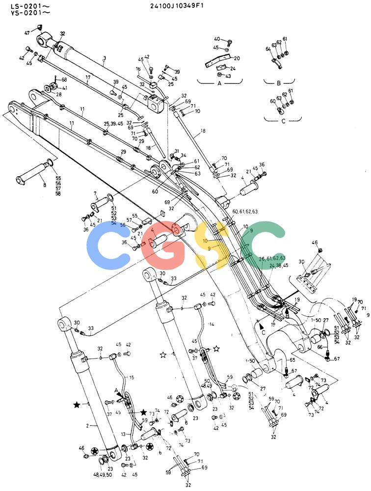 神钢零件查询(K916LC) - MARK II EXCAVTOR ASN YS0201 (1/89-12/03) (07-001) - BOOM ASSY (BACK-HOE) Kobelco
