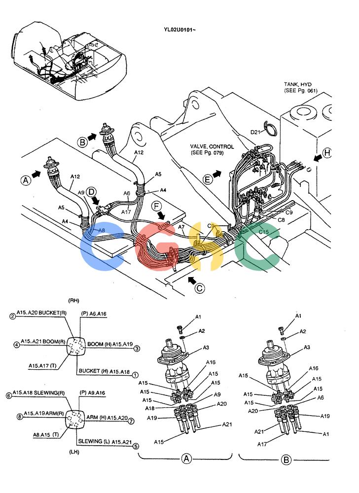 神钢零件查询(ED190LC) - BLADE RUNNER EXCAVATOR/DOZER BTW YL02U0101 - YL03U0135 (1/02-12/06) (01-035[01]) - REMOTE, CONTROL LINES (BOOM & ARM SAFETY) (BREAKER), P/N YM68H00002F1 Kobelco