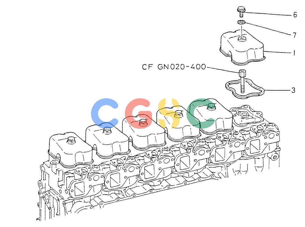 神钢零件查询(6D22-TC) - MITSUBISHI DIESEL ENGINE - K909A, K912A, K916, & K935 (1/76-12/06) (01-006) - ROCKER COVER Kobelco